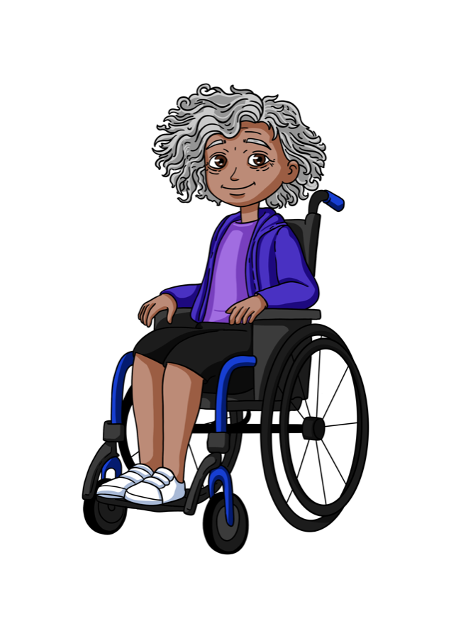 Personagem ilustrado da vovó do Colégio Viola e Maria