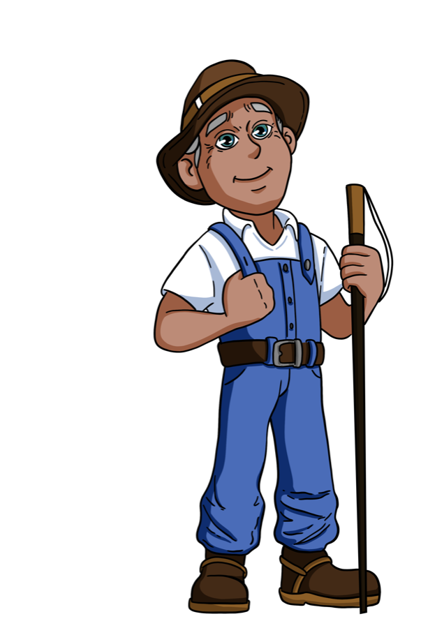 Personagem ilustrado do vovô do Colégio Viola e Maria